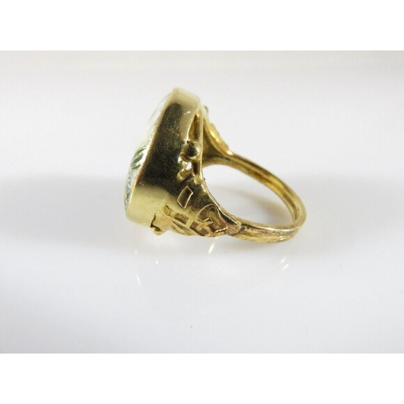 Antique Style Japanese Satsuma Iris Flower Ring Gilt Sterling Size 6.5 - Picture 2 of 9